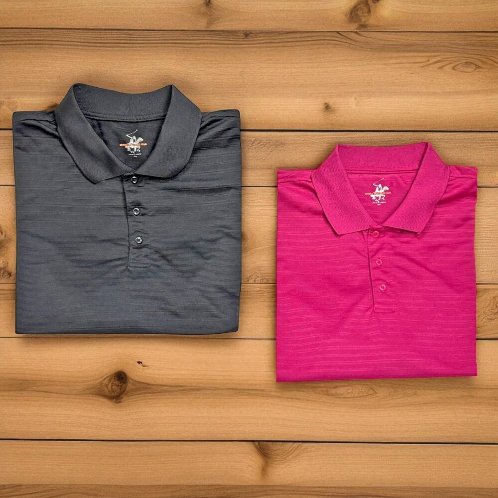 Lot of‎ 2 Beverly Hills Polo Club Pink and Black Golf Polos
